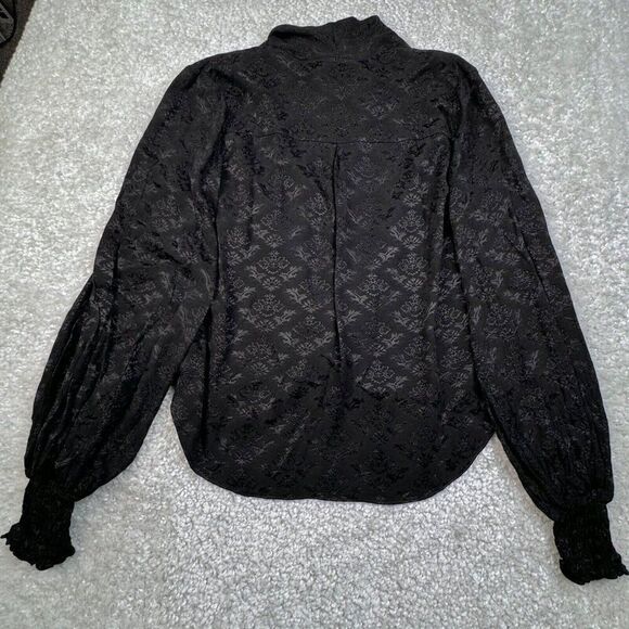 Caroline Constas Black Bette Blouse Balloon Sleeves - Picture 2 of 11